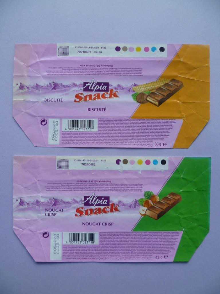Chocolade Alpia chocolat emballages wikkels omslagen x 2, Verzamelen, Ophalen of Verzenden, Gebruikt, Verpakking