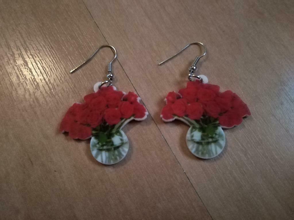 Oorbellen rozen, Bijoux, Sacs & Beauté, Boucles d'oreilles, Enlèvement ou Envoi, Autres matériaux, Pendantes, Neuf