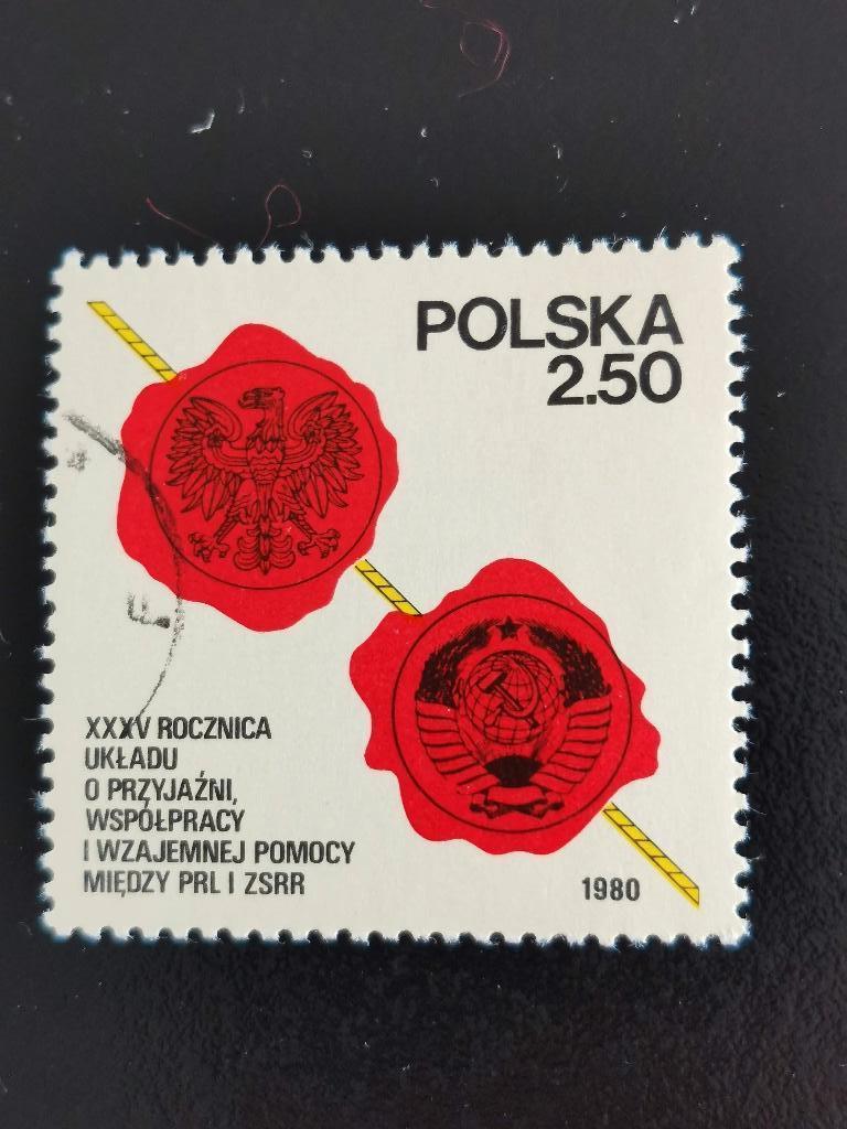 Pologne 1980 - armoiries de la Pologne et de l'URSS, oiseau, Enlèvement ou Envoi, Pologne, Affranchi