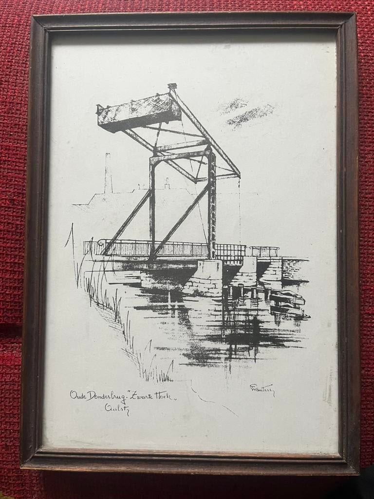 Kader kunst ets Aalst Oude Zwarte Hoek Brug Frans Wauters, Antiek en Kunst, Ophalen of Verzenden