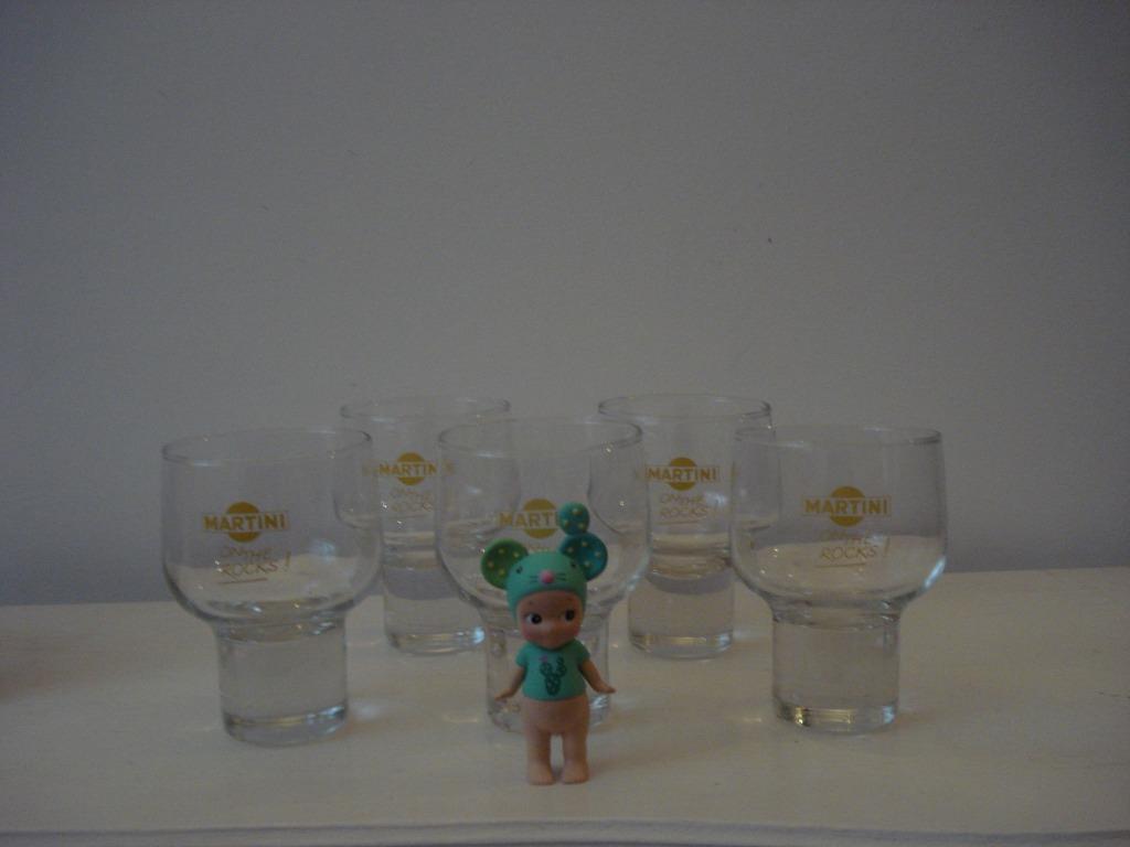 6 vintage Martini glazen, Ophalen, Zo goed als nieuw, Overige typen