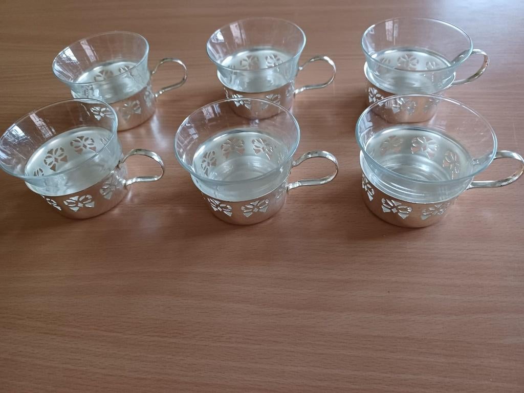 6 antieke theetassen, Ophalen, Glas of Glazen, Gebruikt, Glas