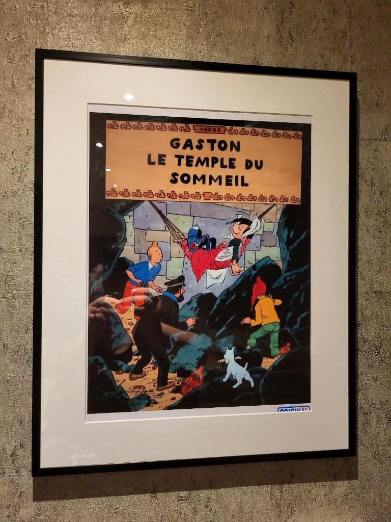 Tintin, affiches rigolotes avec cadre comprenant, Enlèvement ou Envoi, Tintin, Neuf, Statue ou Figurine