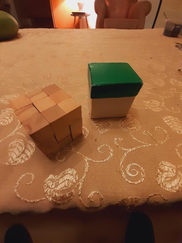 Houten puzzel kubus, Hobby en Vrije tijd, Denksport en Puzzels, Ophalen, Minder dan 500 stukjes, Gebruikt, Rubik's of 3D-puzzel