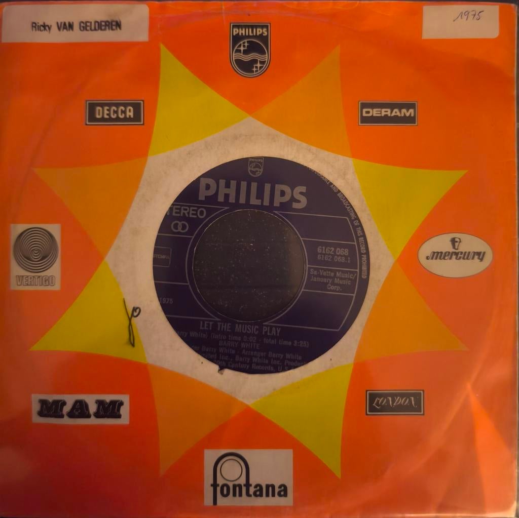 45T Barry White - Let the music play (1975), Ophalen of Verzenden, Gebruikt