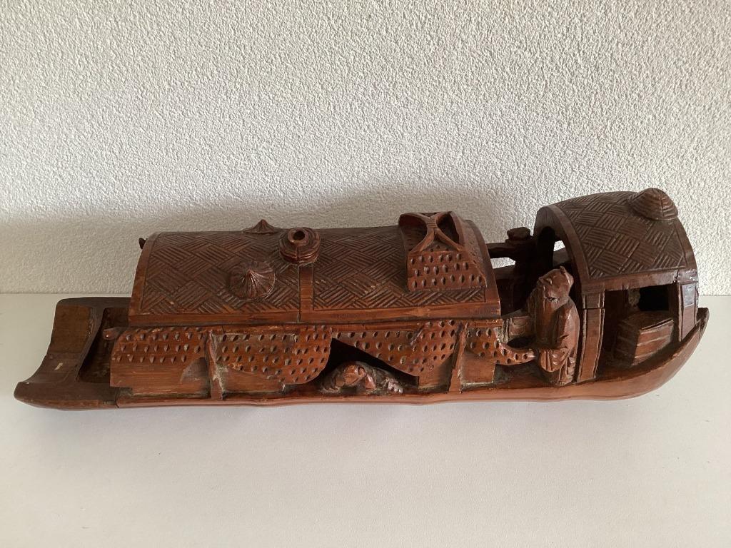 Bateau de pêche en bambou chinois ancien fait main, Antiquités & Art, Antiquités | Autres Antiquités, Enlèvement ou Envoi
