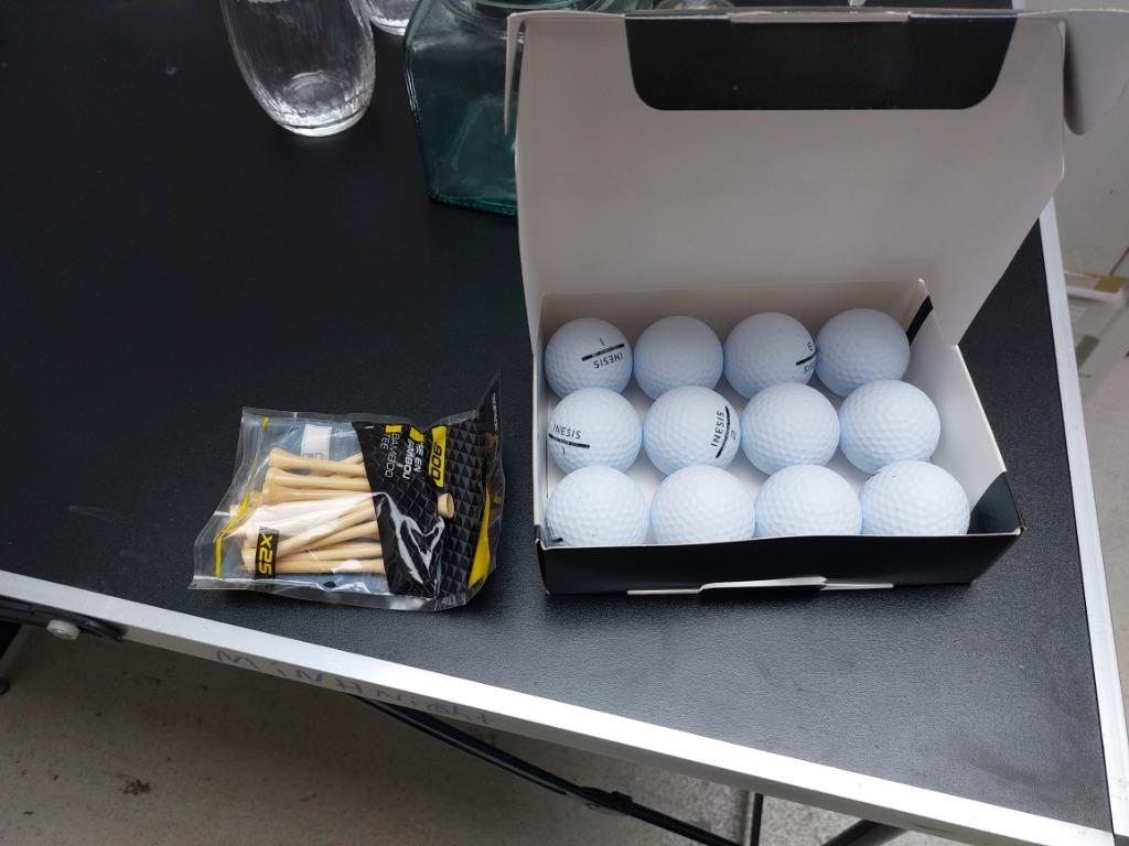 Lot balles de golf inesis et de tees, Sport en Fitness, Ophalen, Nieuw, Bal(len), Overige merken