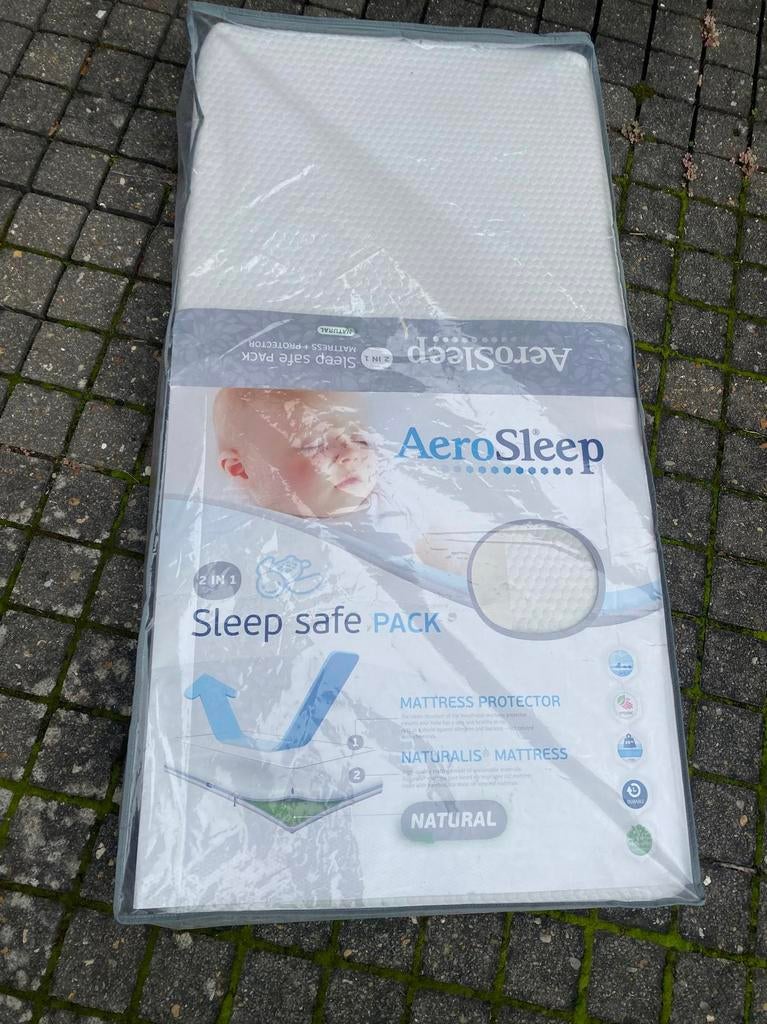 AeroSleep Sleep Safe Natural Pack Naturalis 120x60cm, Ophalen, Zo goed als nieuw, Matras