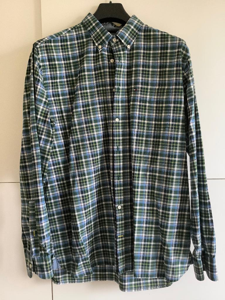Tommy Hilfiger hemd lange mouw XL, Kleding | Heren, Overhemden, Ophalen of Verzenden, Zo goed als nieuw, Groen, Tommy hilfiger