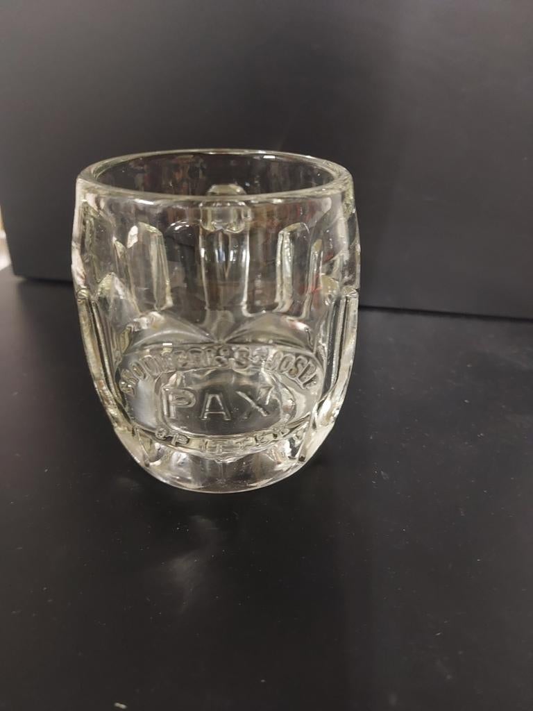Ancienne chope à bière en verre Pax Lager, Collections, Enlèvement ou Envoi, Comme neuf, Verre à bière