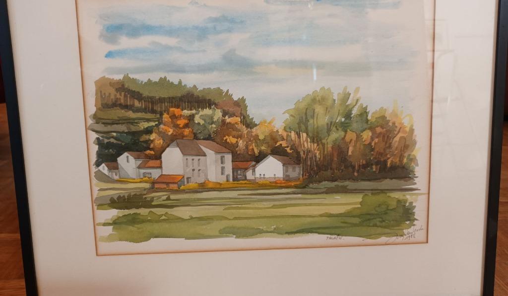 2 aquarellen Belgische Ardennen Falden Dohan 1982 Van Hecke, Antiek en Kunst, Ophalen of Verzenden