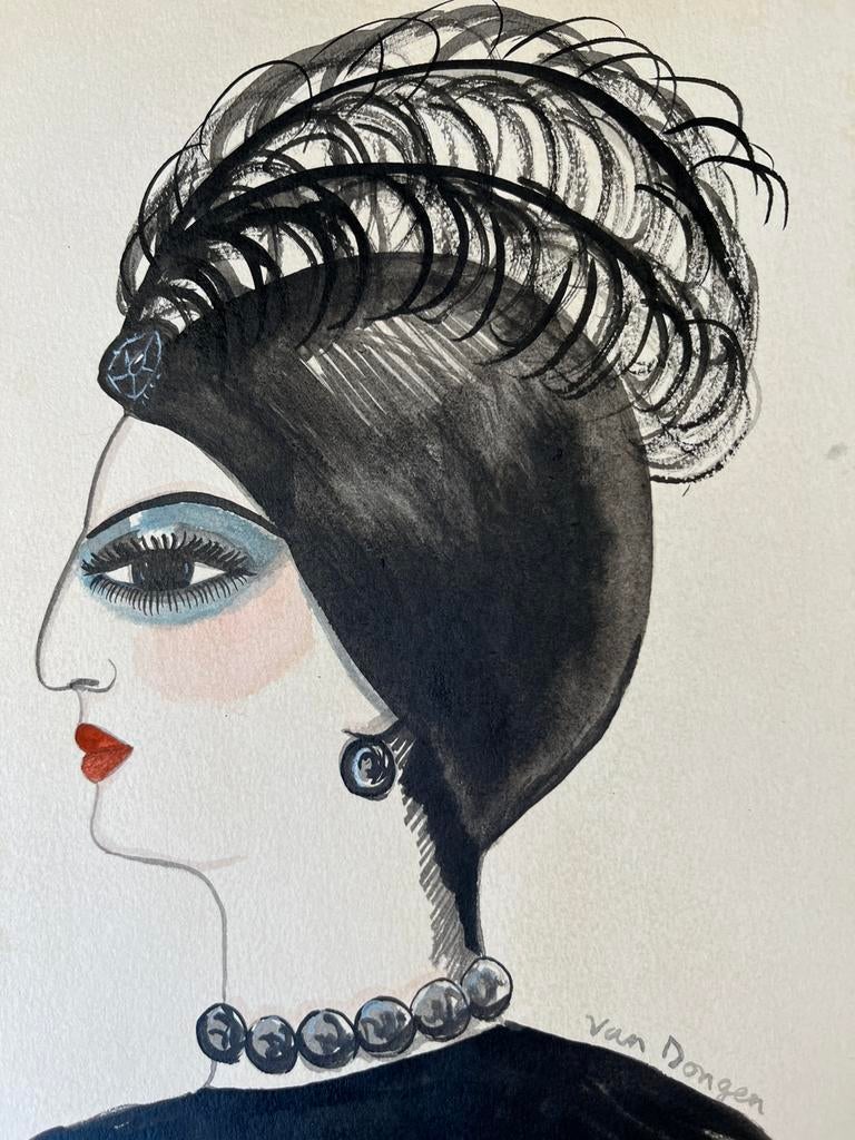 Kees Van Dongen - Aquarel - 1960 - Zeer mooie staat + kader, Ophalen of Verzenden