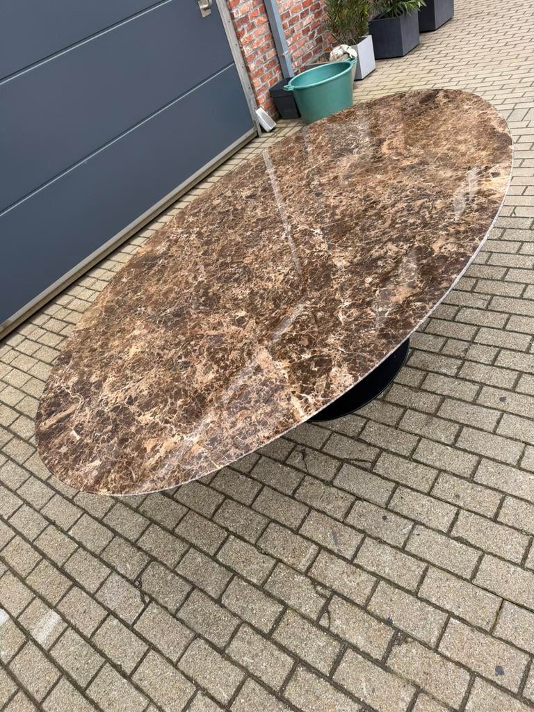 Originele ovale Knoll Tulip eettafel (244cm) Emperador, Ophalen of Verzenden, Vitra togo mah jong ligne roset cor cassina b&b italia artifort