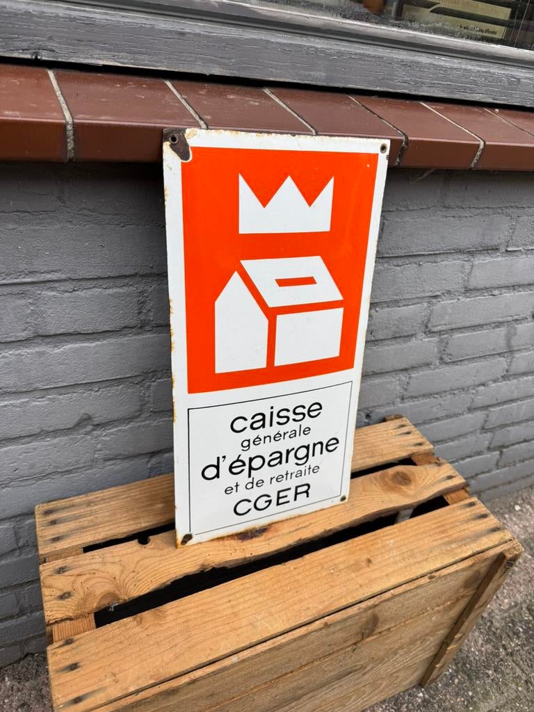 Oud emaille reclame bordje, Ophalen