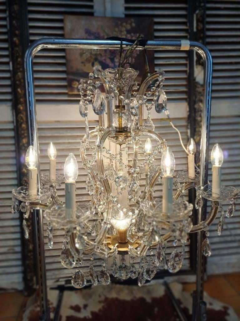 Mooie marie therese luster met 9 lichtpunten, Ophalen, Zo goed als nieuw