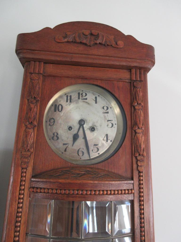 antieke oude klok wandklok regulateur oude horloge, Antiek en Kunst, Ophalen