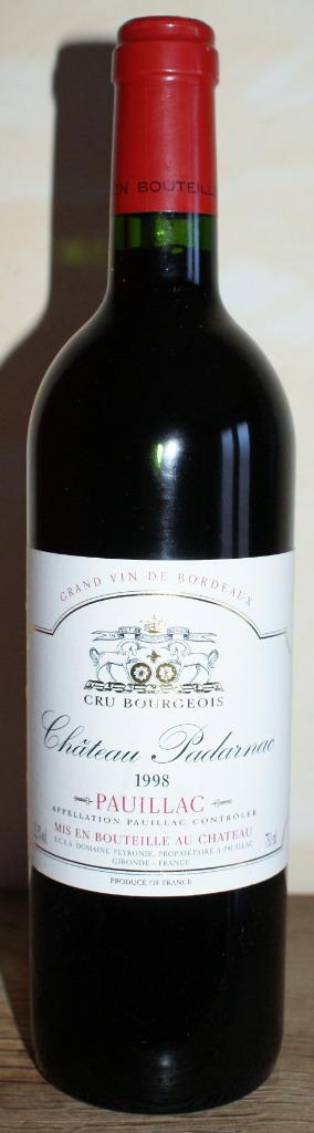 Bordeaux Pauillac rood Château Padarnac 75cl 1998 Cru Bourg., Verzamelen, Wijnen, Nieuw, Rode wijn, Frankrijk, Vol, Ophalen of Verzenden