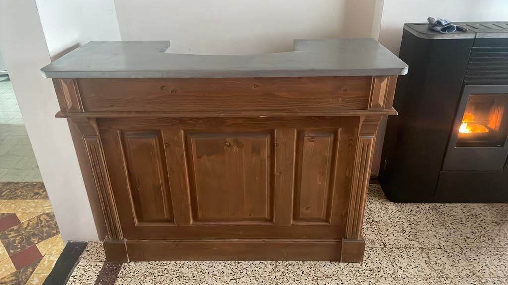 Bar ou comptoir en pin et zinc 400 euros a disc, 25 à 50 cm, Enlèvement, Utilisé, Avec tiroir(s)