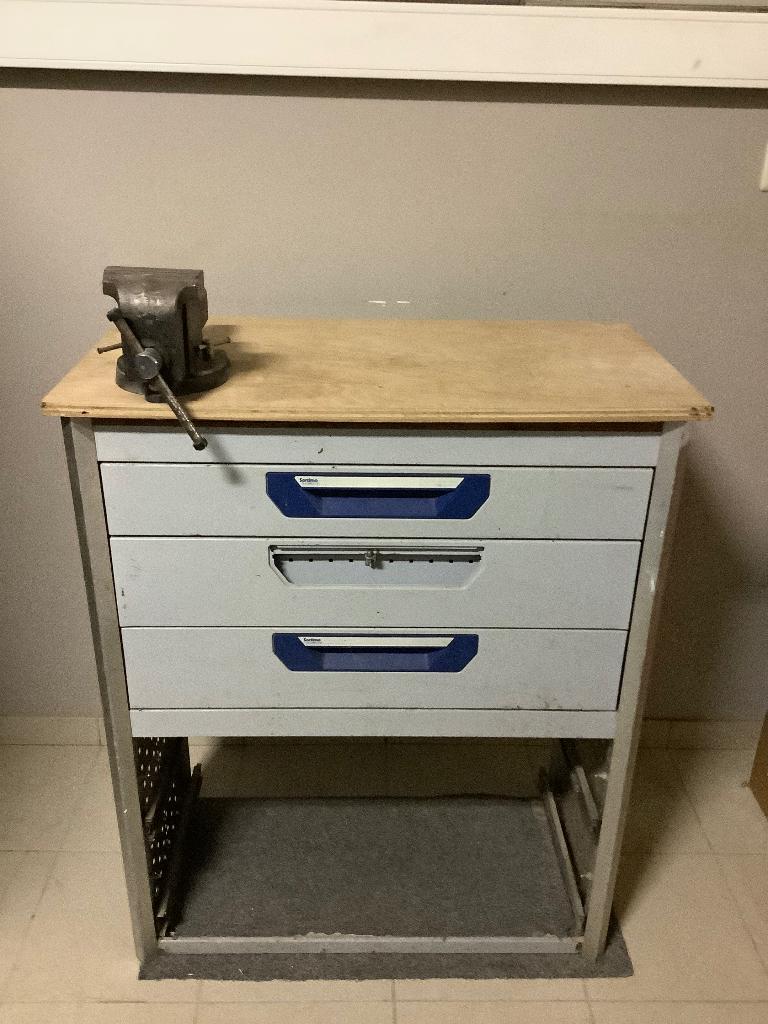 Werkbank SORTIMO met bankschroef(VASTE PRIJS), Ophalen, Gebruikt, 70 tot 120 cm, Bankschroef