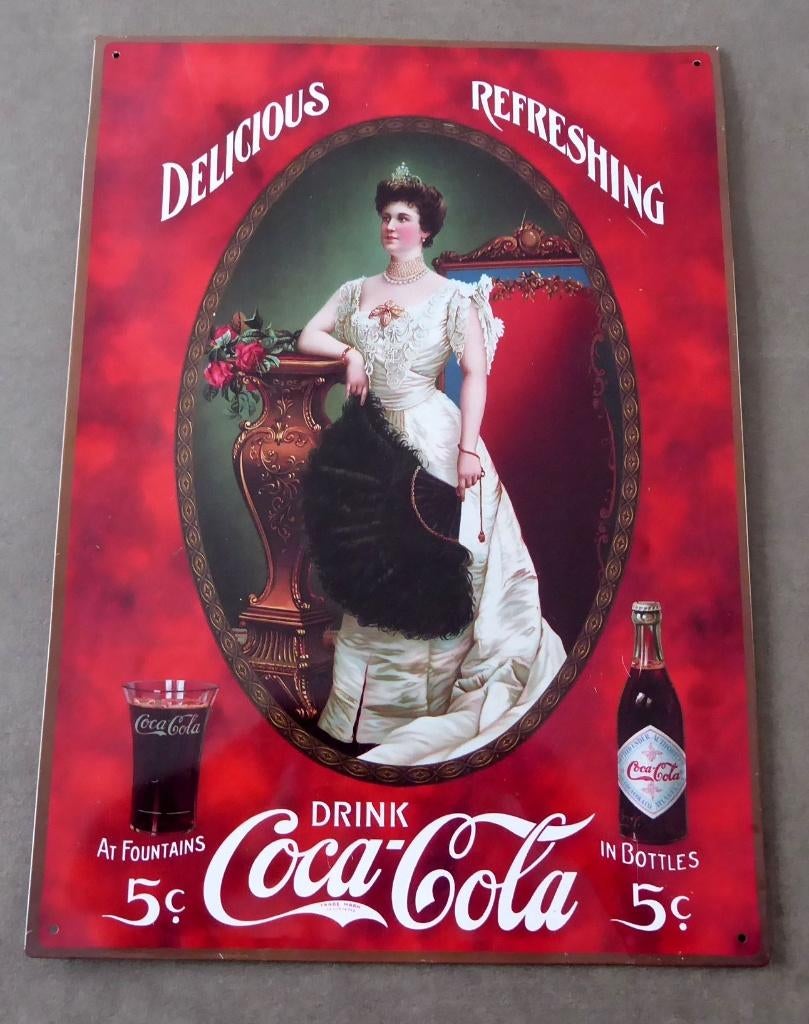 Metalen reclameplaat in vintage stijl voor Coca-Cola, Ophalen of Verzenden, Gebruikt, Reclamebord