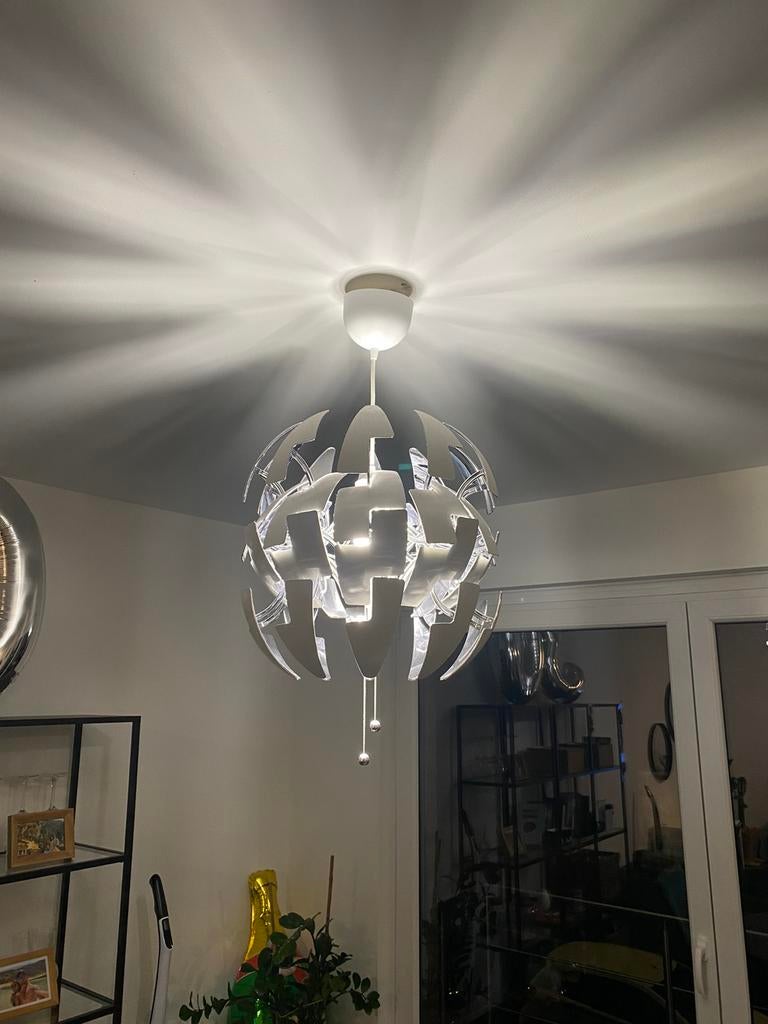 Ikea Lamp Hanglamp zilverkleur - Mooie design lamp!, Enlèvement, Utilisé