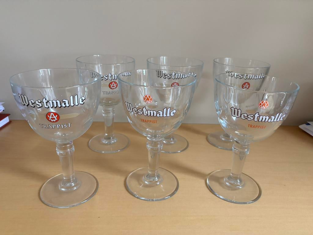 6 westmalle glazen, Ophalen of Verzenden, Zo goed als nieuw