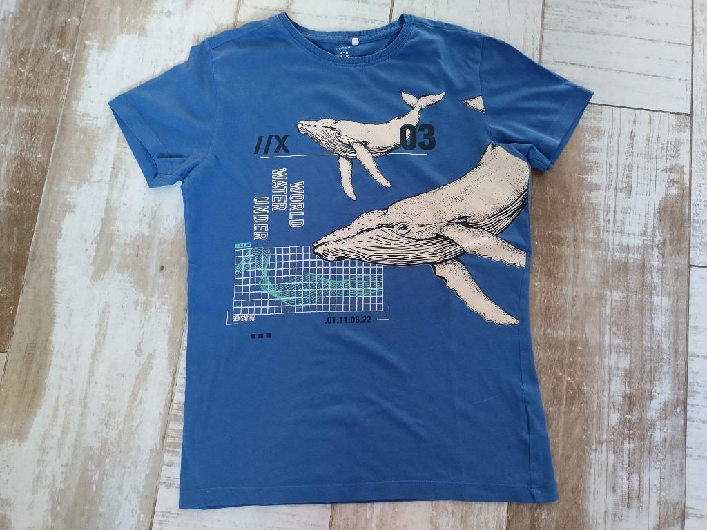 blauwe t-shirt walvis van Name it 158-164, Kinderen en Baby's, Kinderkleding | Maat 158, Name it, Ophalen of Verzenden, Zo goed als nieuw