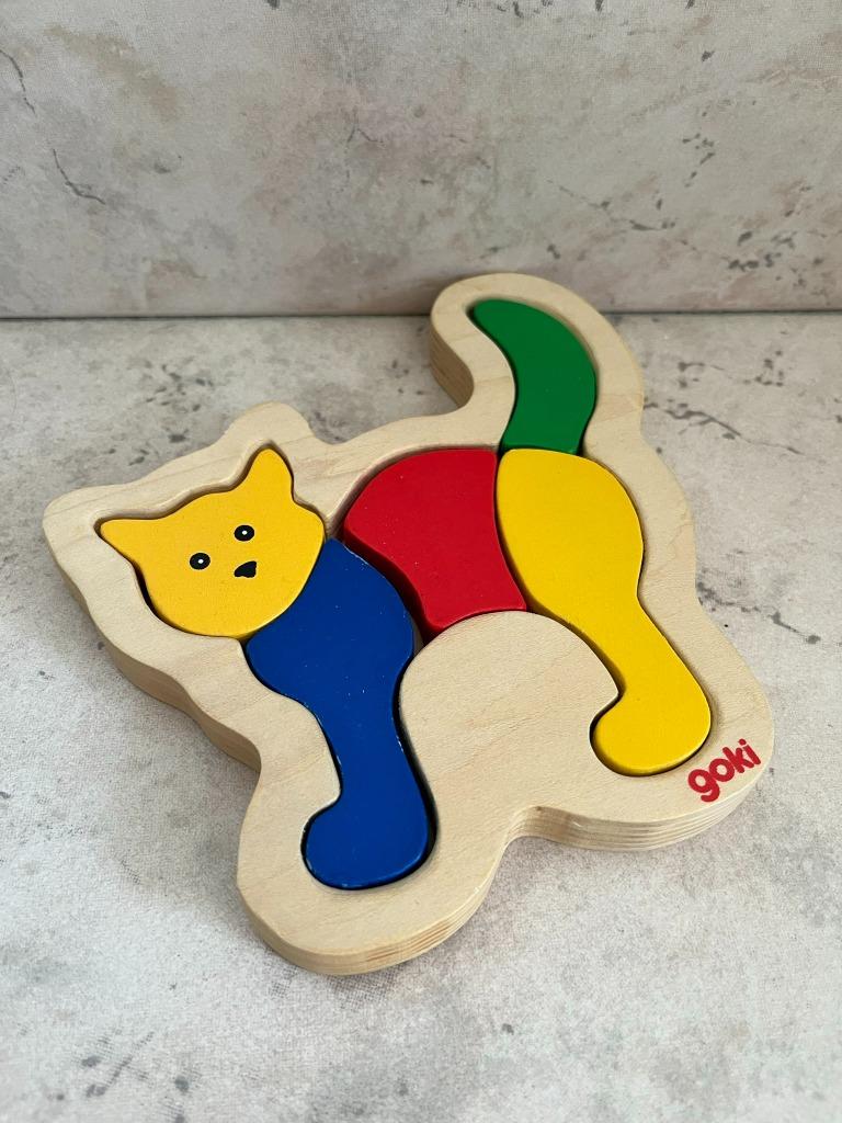 Goki houten inlegpuzzel kat, Ophalen, Zo goed als nieuw, Van hout