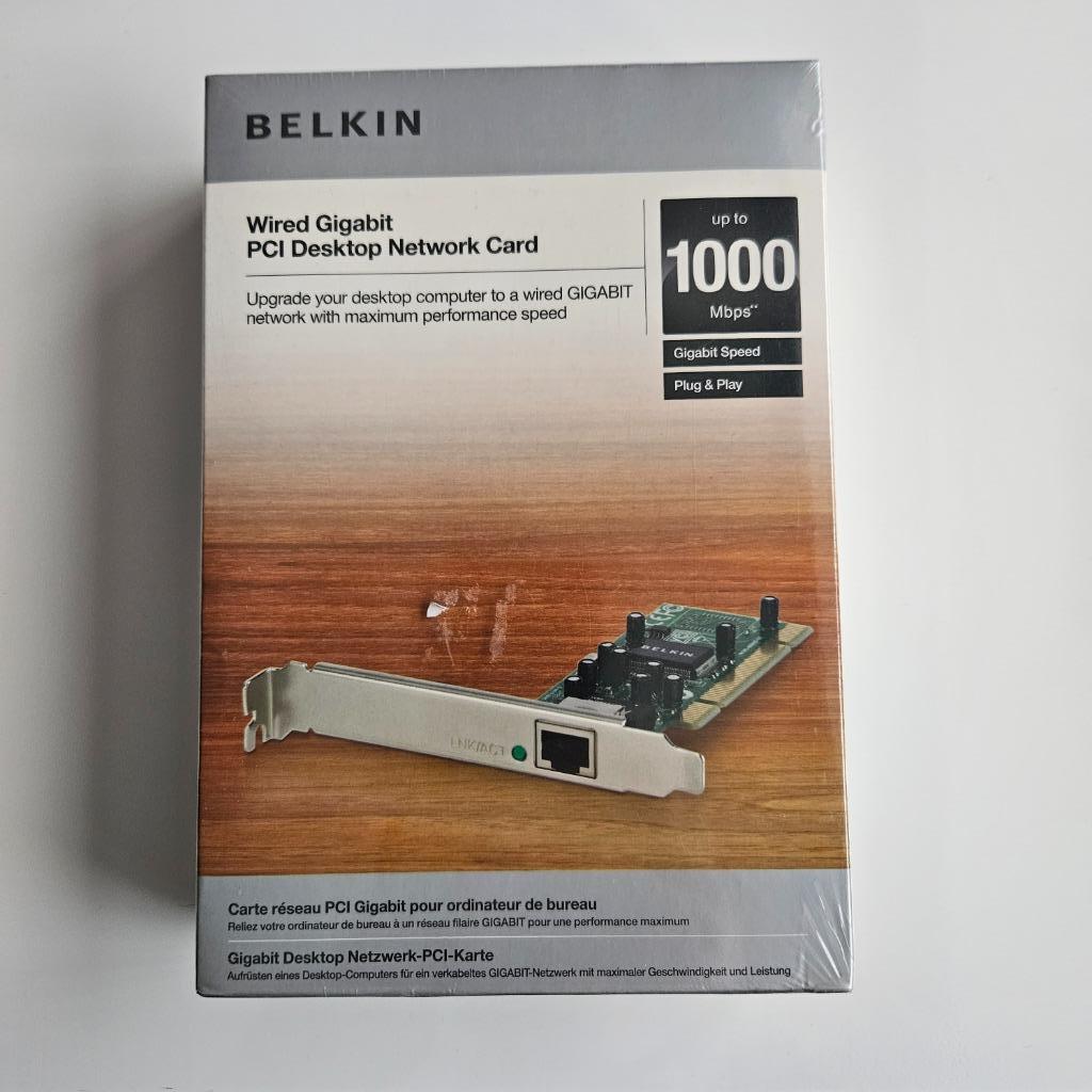 Belkin Wired Gigabit PCI Desktop Network Card ' Nieuw', Computers en Software, Ophalen of Verzenden, Nieuw, Intern, Belkin