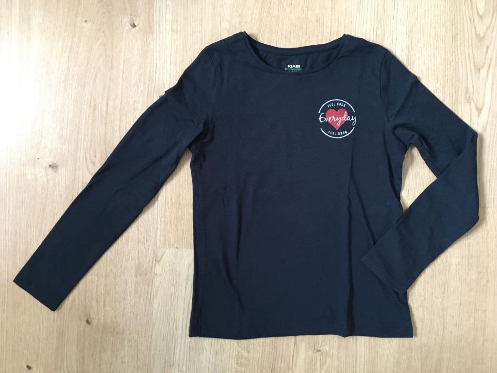 KIABI, donkerblauwe longsleeve met hartje maat 140, Kiabi, Meisje, Ophalen of Verzenden, Zo goed als nieuw
