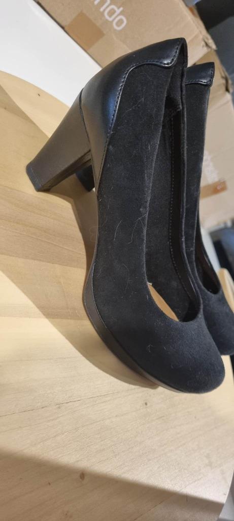 Chaussure, escarpin cuir et daim noir, 37 Clarks, Chaussures à haut talons, Comme neuf, Clarks, Noir