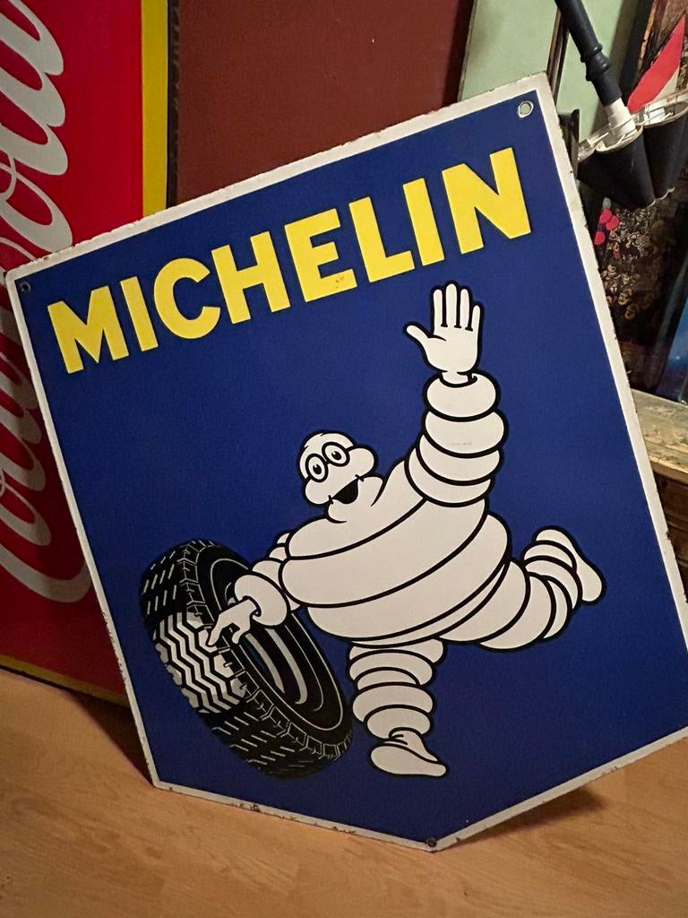 Plaque émaillée Michelin double face, Enlèvement, Comme neuf