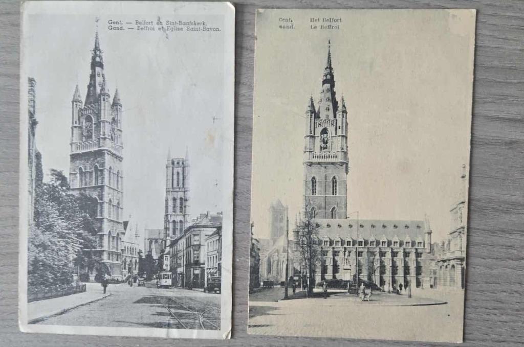 oude postkaarten Belfort Gent 2 stuks, Enlèvement ou Envoi, 1920 à 1940, Affranchie, Flandre Occidentale