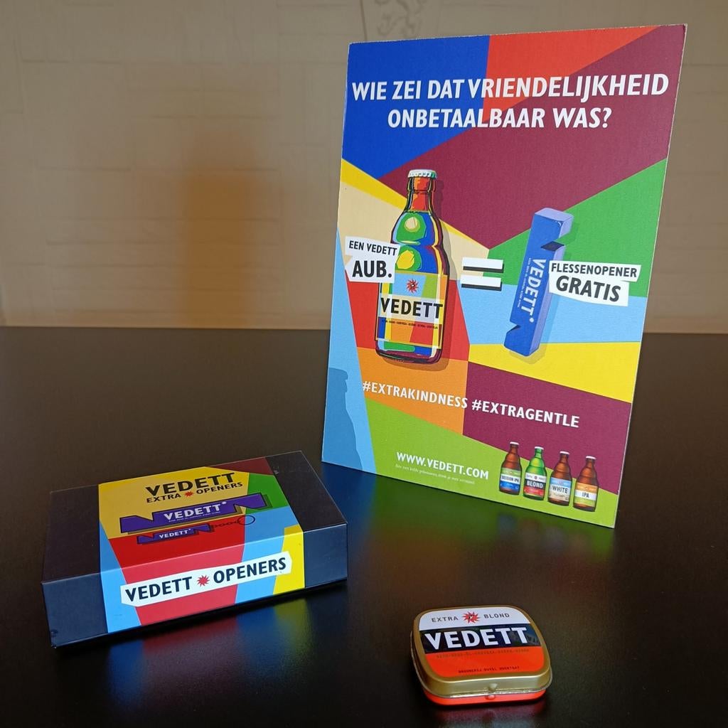 Vedett reclame lotje., Verzamelen, Ophalen of Verzenden, Zo goed als nieuw, Reclamebord, Plaat of Schild, Overige merken