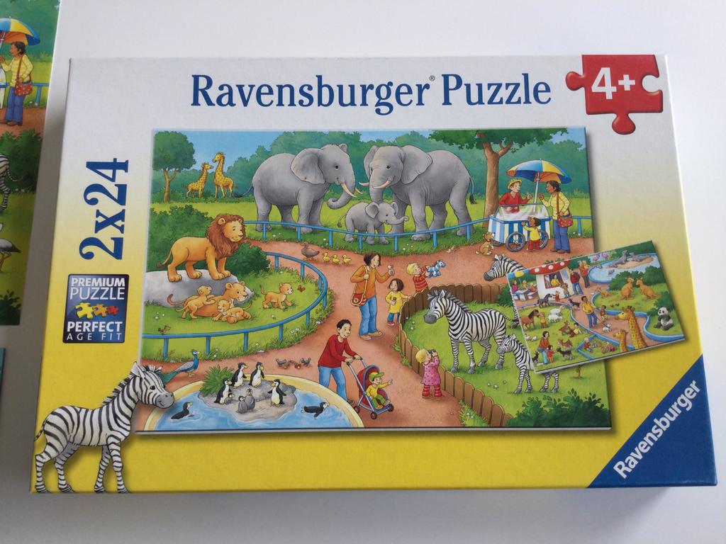 Ravensburger puzzle 2x24stuks, dierentuin, Ophalen, Zo goed als nieuw