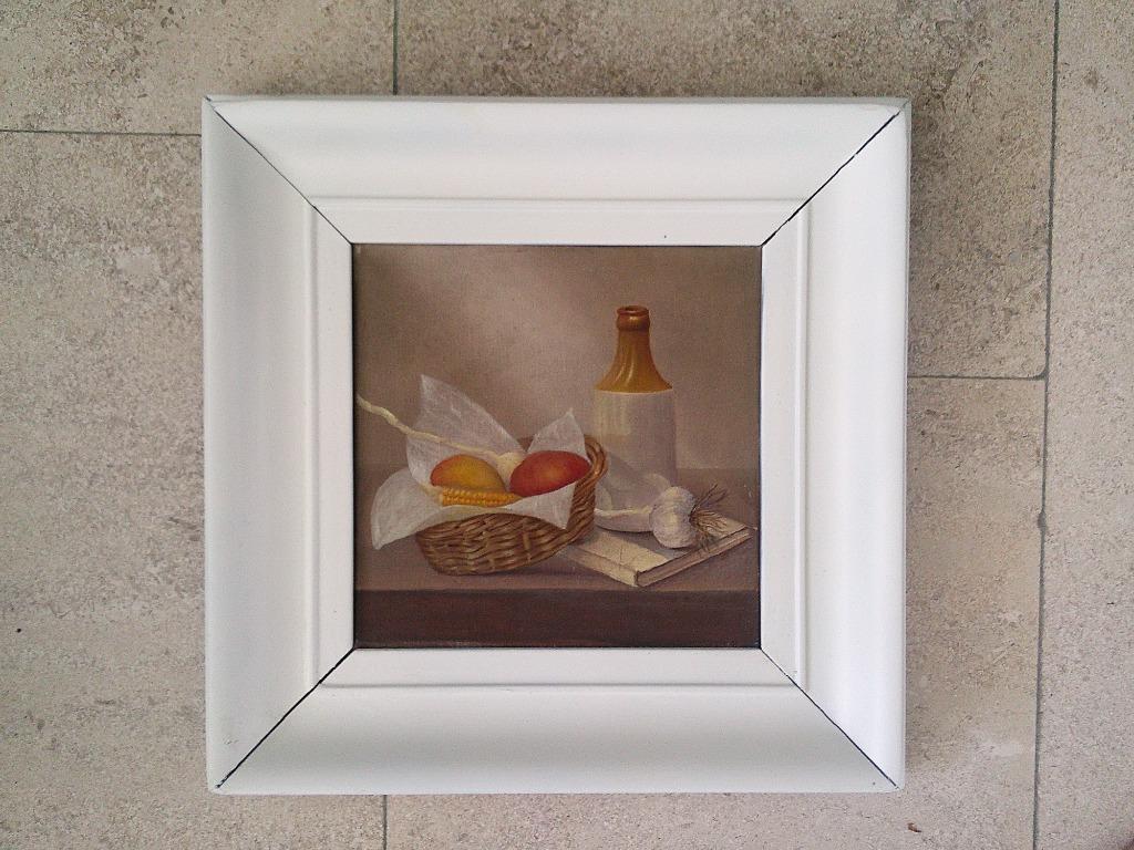 Stilleven met o.a. eieren in mandje ca. 1940 geschilderd., Ophalen of Verzenden