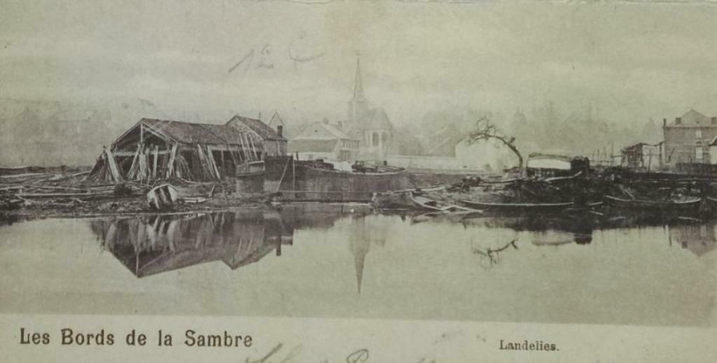 Carte Postale Landelies Les bords de la Sambre, Enlèvement ou Envoi, Avant 1920, Affranchie, Hainaut