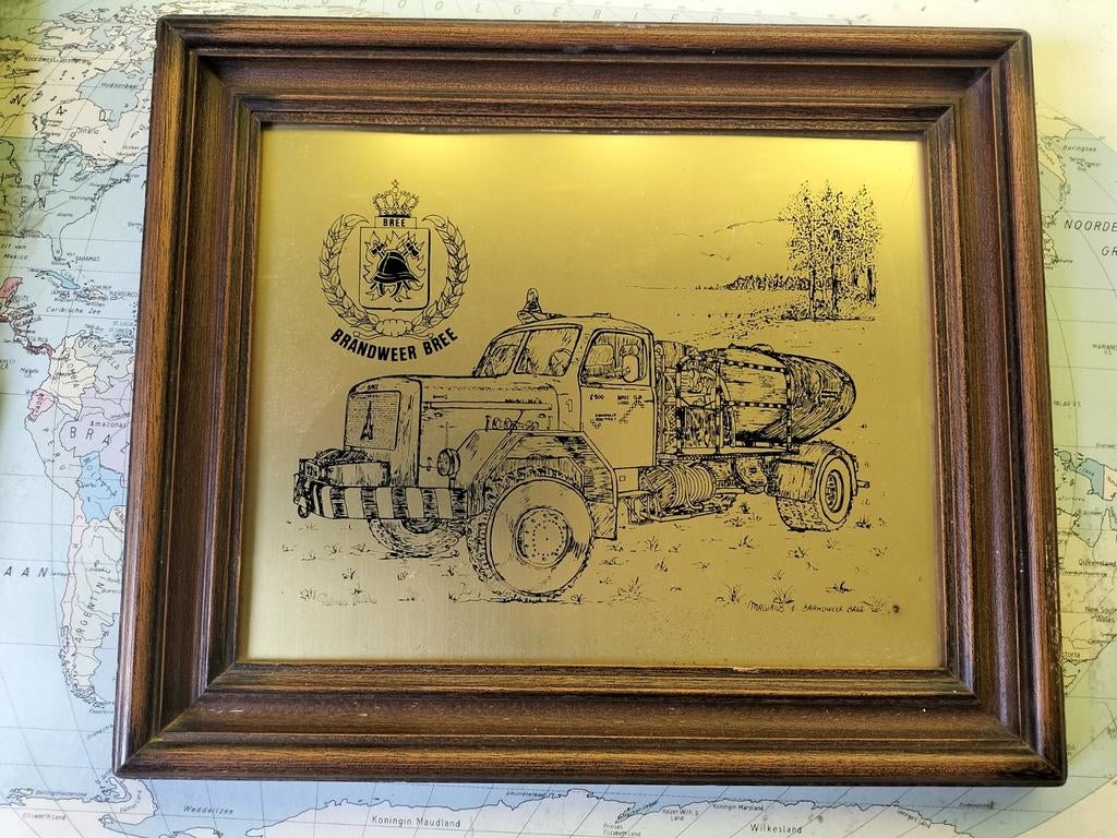 Kader brandweer bree, Antiek en Kunst, Kunst | Schilderijen | Klassiek, Ophalen