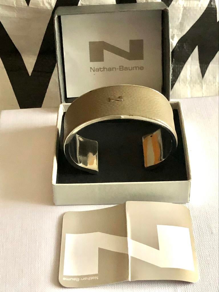 Prachtige lederen armband van Nathan Baume (echte!), Ophalen, Zo goed als nieuw, Beige, Leer