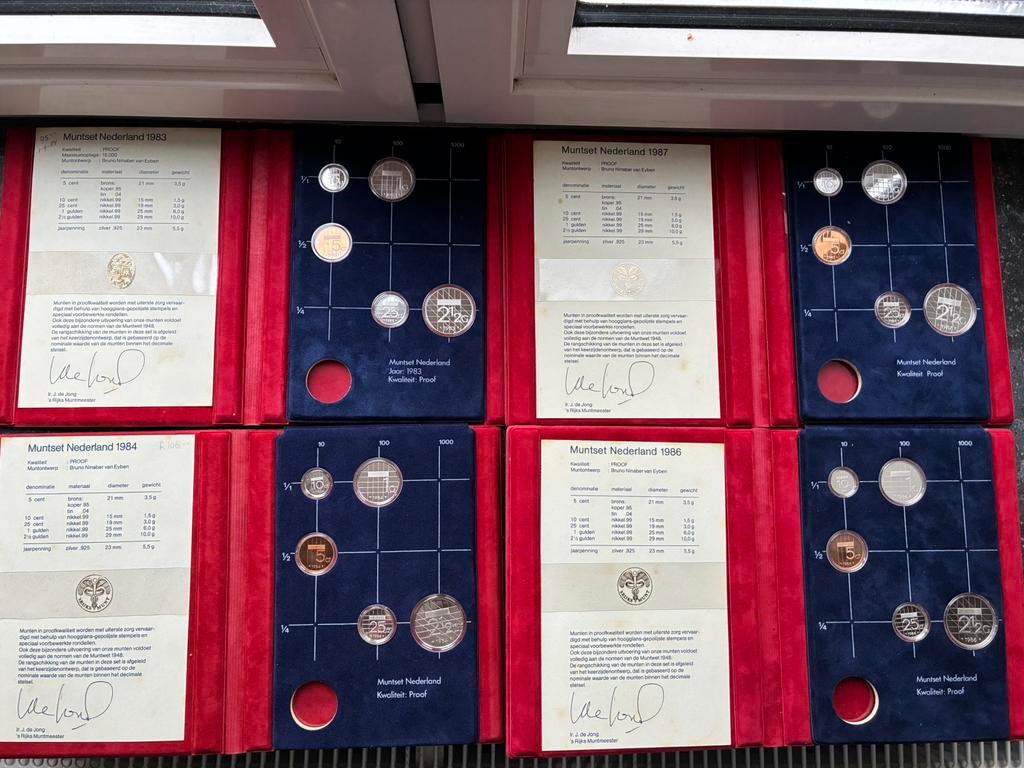 4 coffrets proof Munt Nederland (sans médaille en argent), Enlèvement ou Envoi, Monnaie