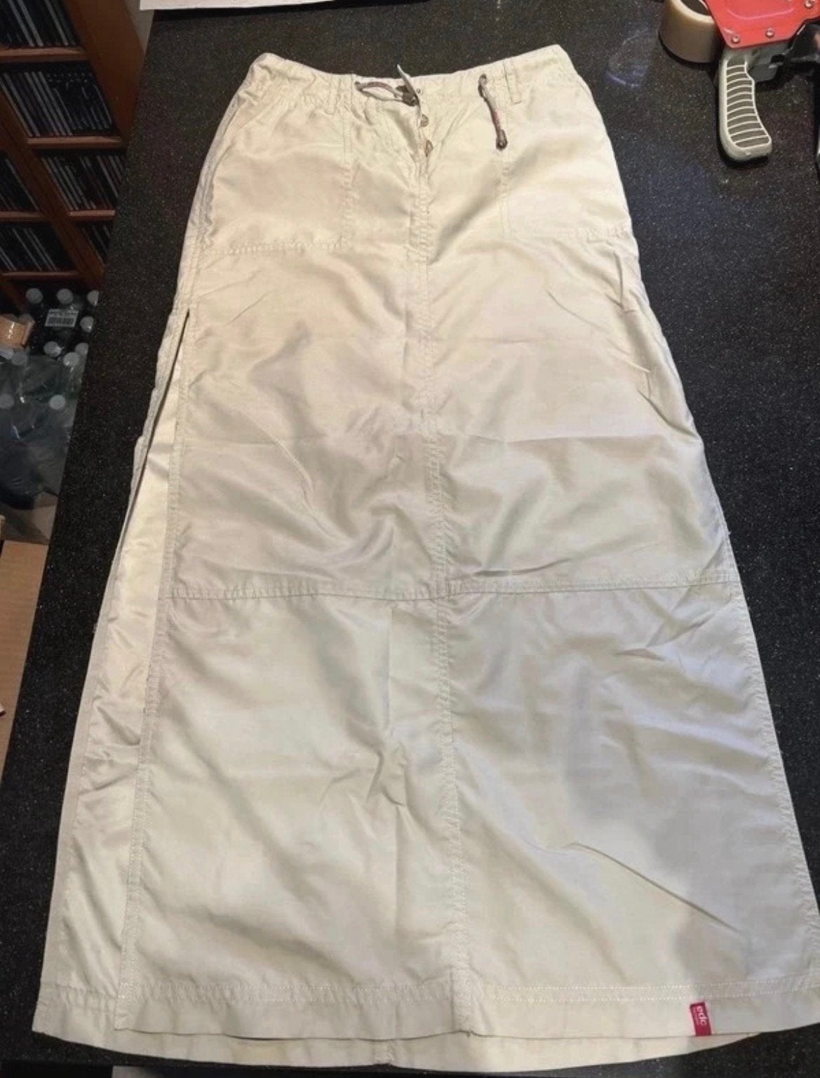 edc by Esprit cargo maxirok maat 32 lange rok beige split, Ophalen, Zo goed als nieuw, Beige