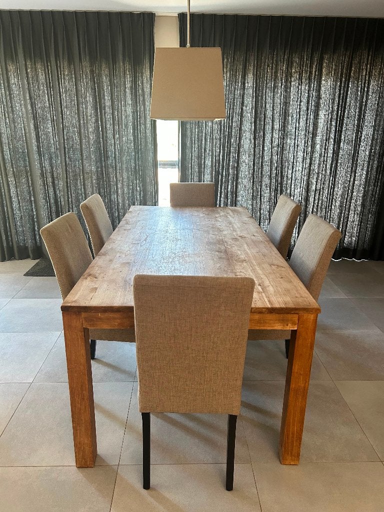 tafel met 6 stoelen, Ophalen, Gebruikt, 100 tot 150 cm, Rustiek