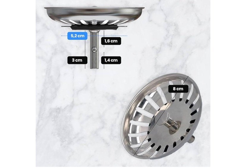 2x RVS Spoelbak Zeef Plug Afvoerputje Keuken 8cm, Overige typen, Ophalen of Verzenden, Metaal, Overige merken