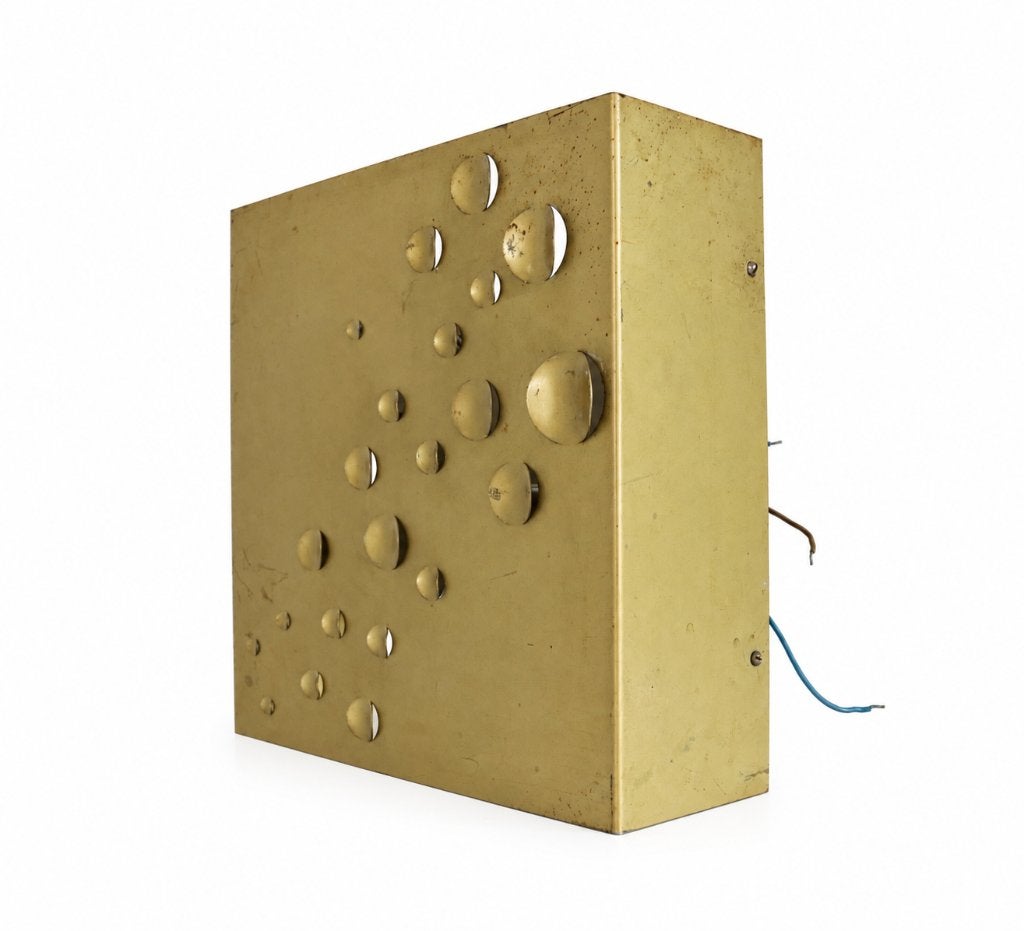 GOUDKLEURIGE STERREREGEN WANDLAMP VAN E.J. JELLES RAAK 1960S, Enlèvement ou Envoi, Lampe, Métal, Marqué