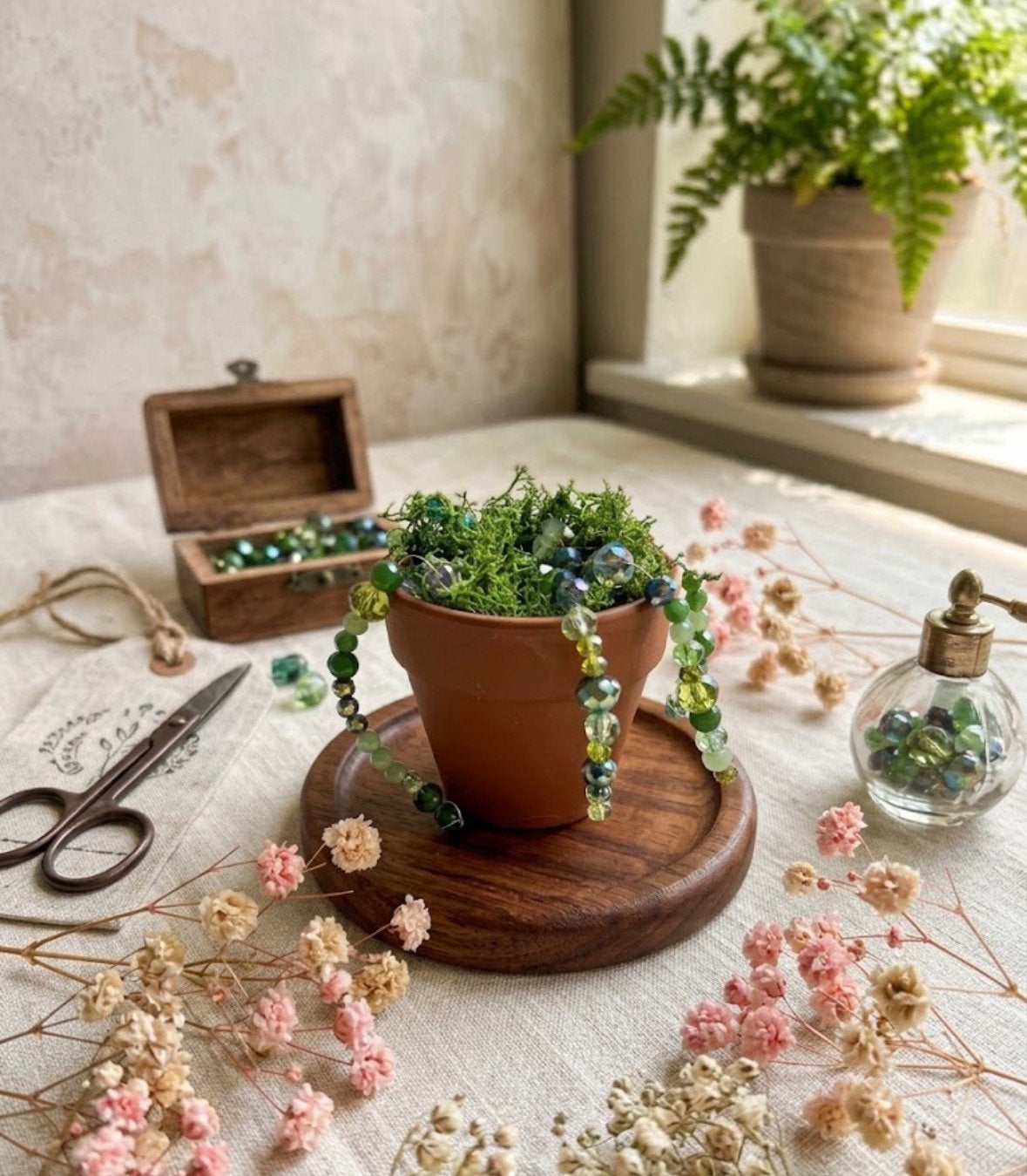 Plante en perles attrape soleil - decoration maison / bureau, Neuf, Botanique, Plastique, 5 cm