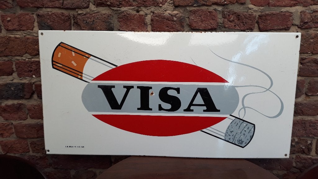 Ancienne plaque émaillée "VISA", Enlèvement, Utilisé, Panneau publicitaire