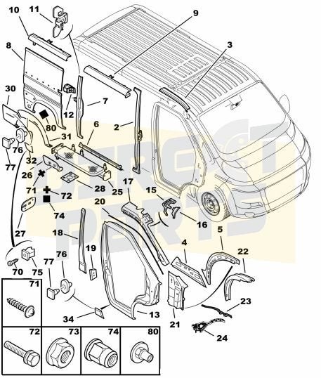 Fiat Ducato (1/07)-/ Achterscherm 2/3 drs 1334630210 RESTPAR, -, -, Nieuw, Ophalen of Verzenden