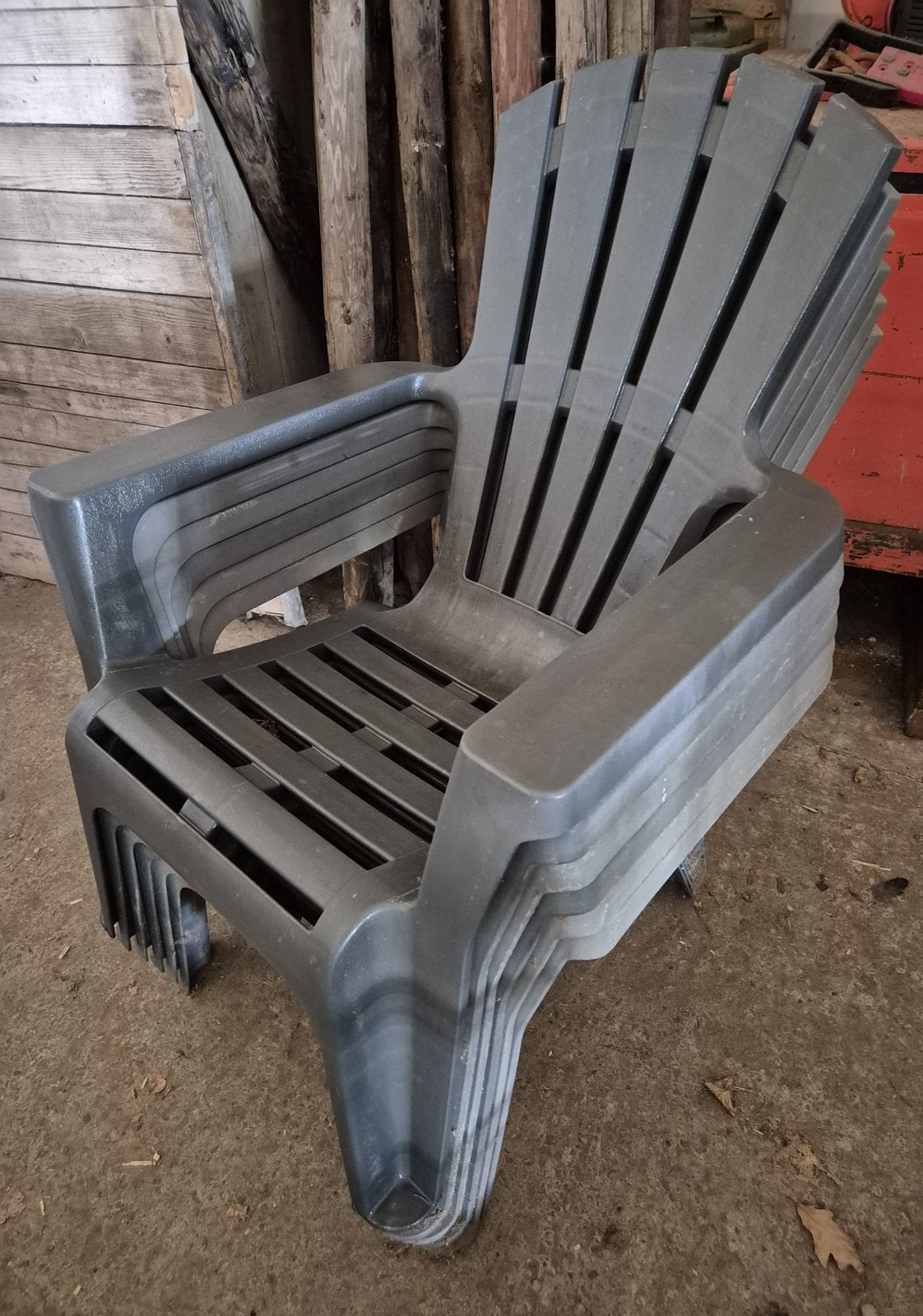 6 grijze tuinstoelen, Tuin en Terras, Ophalen, Gebruikt, Kunststof