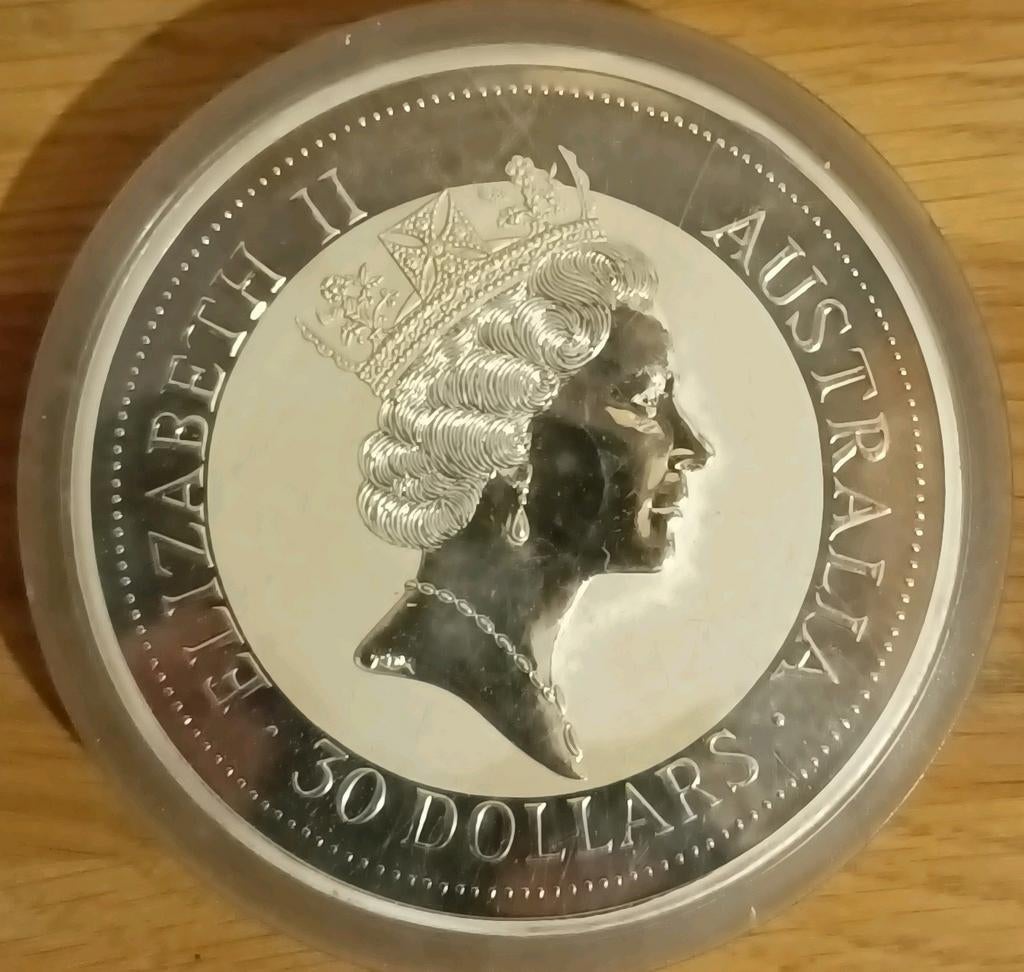 Kilo zilver kilomunt 30 Dollar kookaburra 1993, Ophalen of Verzenden, Zilver