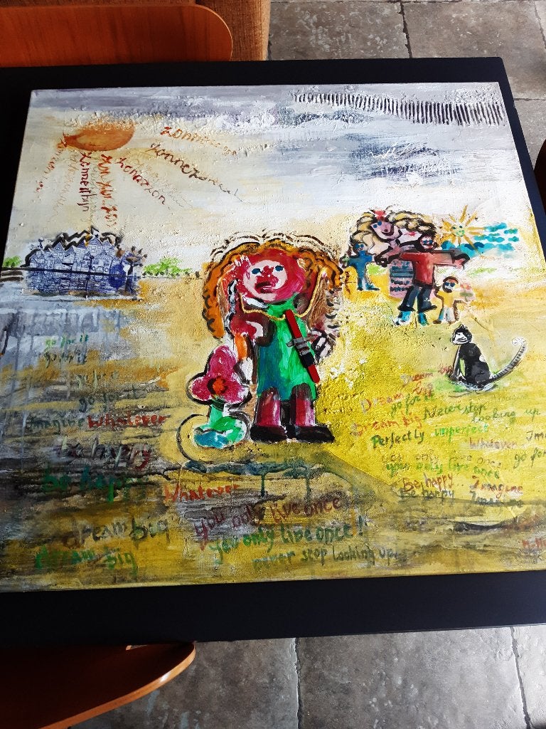 PEINTRE HUFKENS, Textile, Enlèvement ou Envoi, Figures, Peinture acrylique